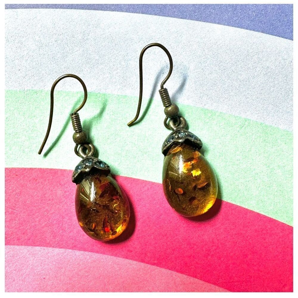 Amber  drop earrings